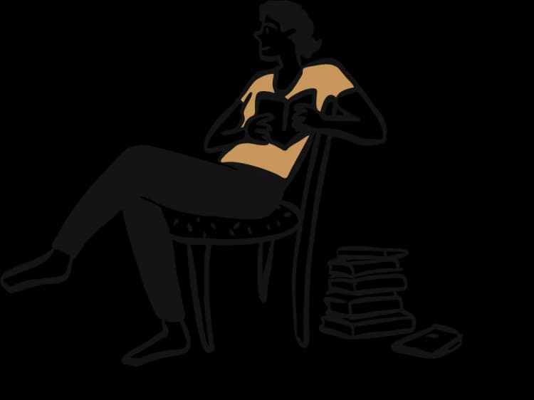 Person sitting and reading thoughtfully