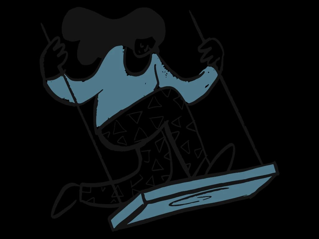 Person swinging happily
